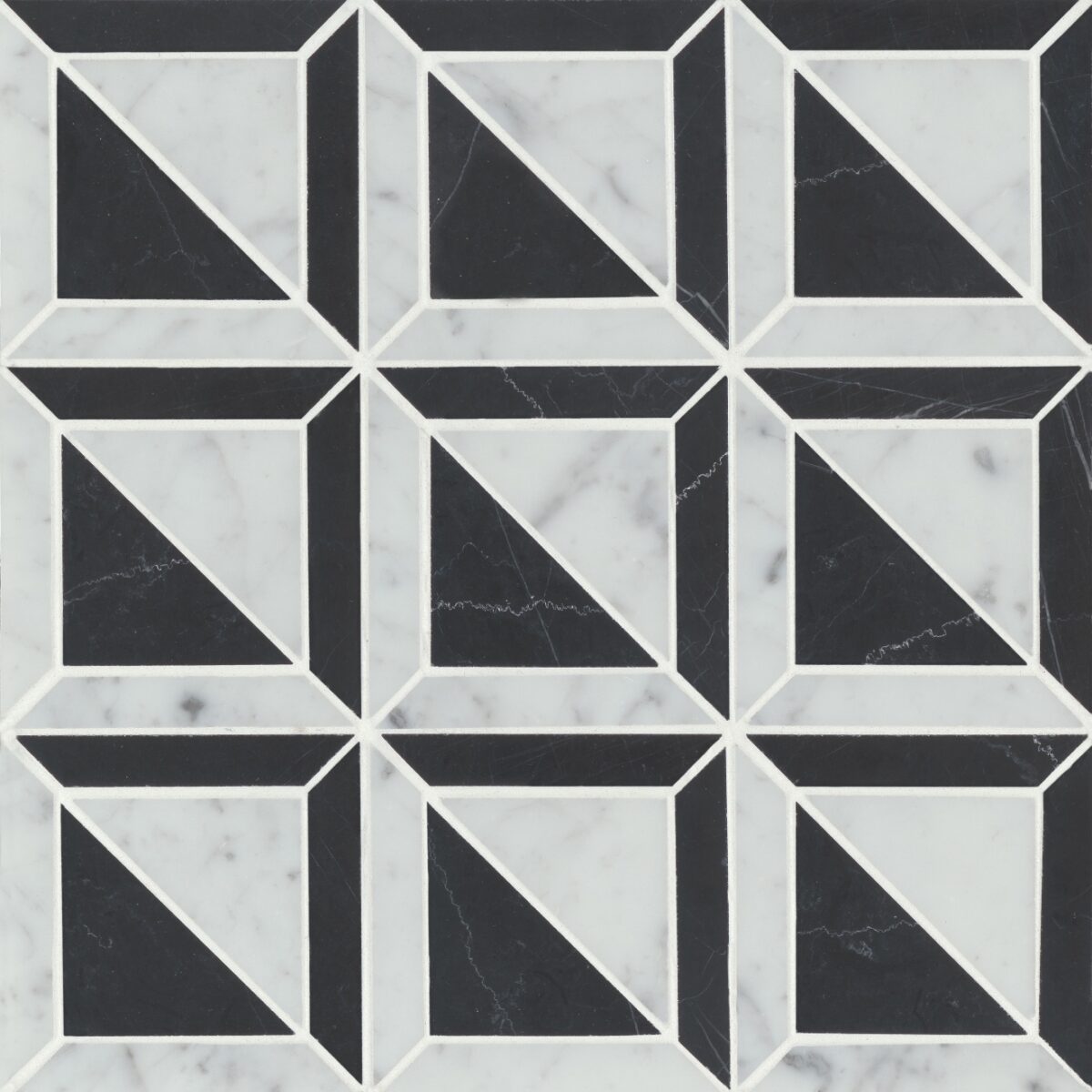 Matisse White Carrara & Nero Marquina Mosaic 3 Blend Honed