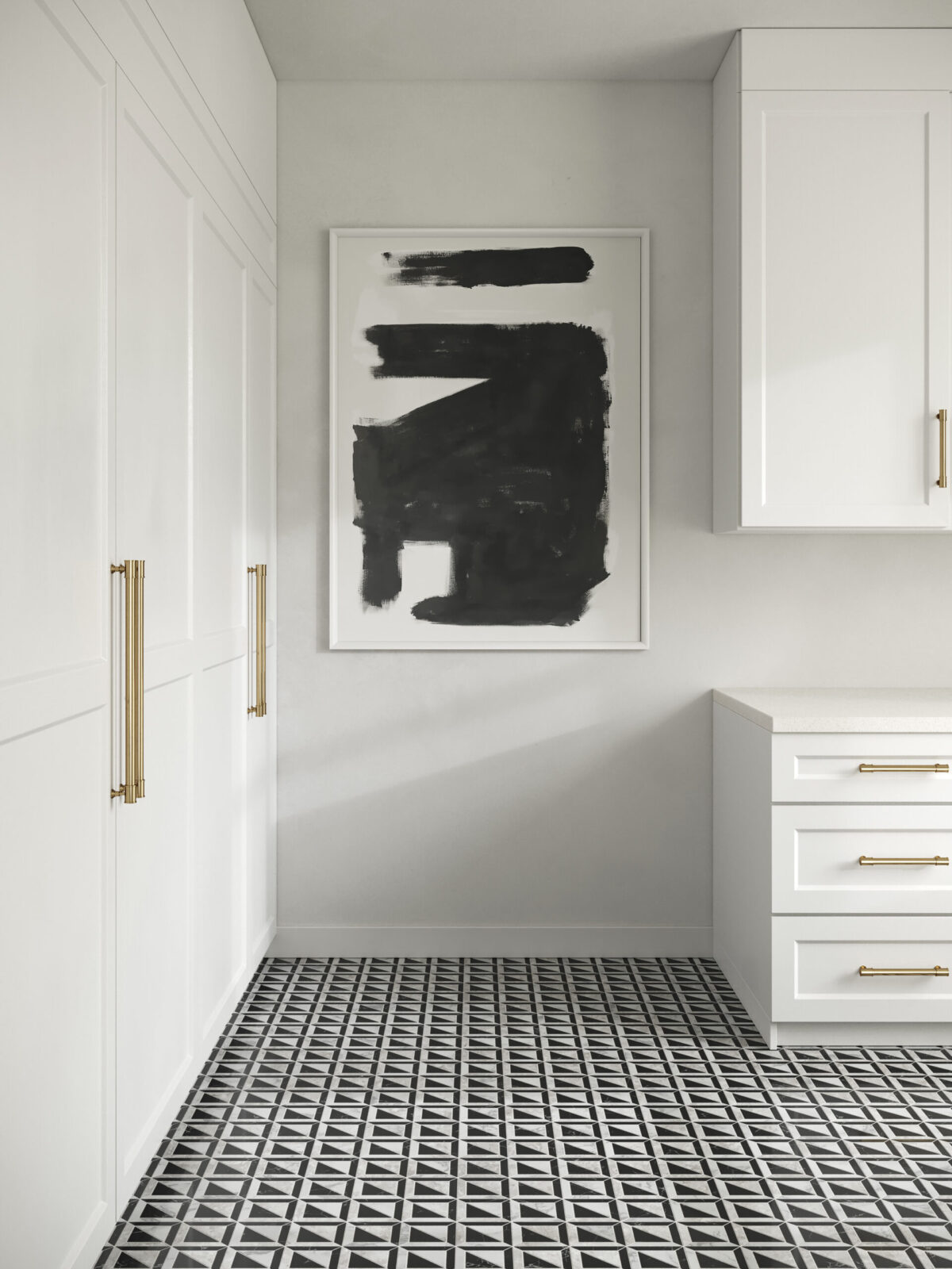 Matisse White Carrara & Nero Marquina Mosaic 3 Blend Honed - Image 2