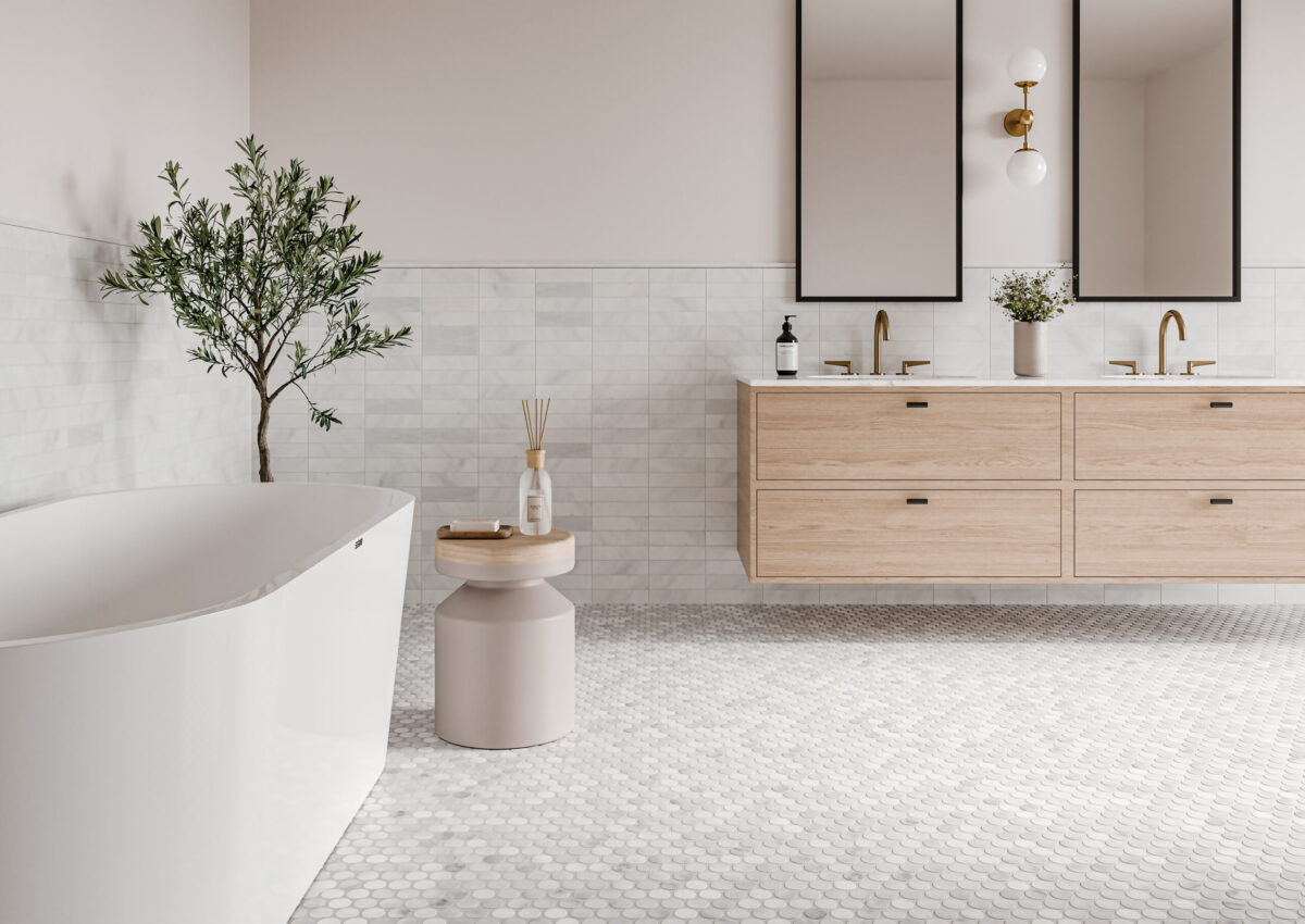 Monet Oriental White Mosaic 8 Honed - Image 2