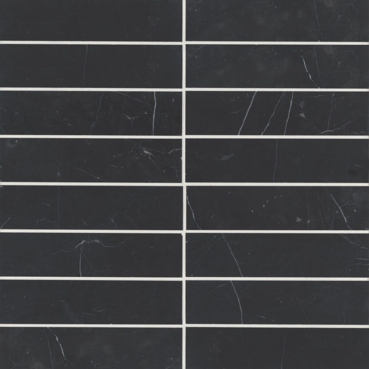 Monet Nero Marquina 2" x 8" Floor & Wall Tile Honed