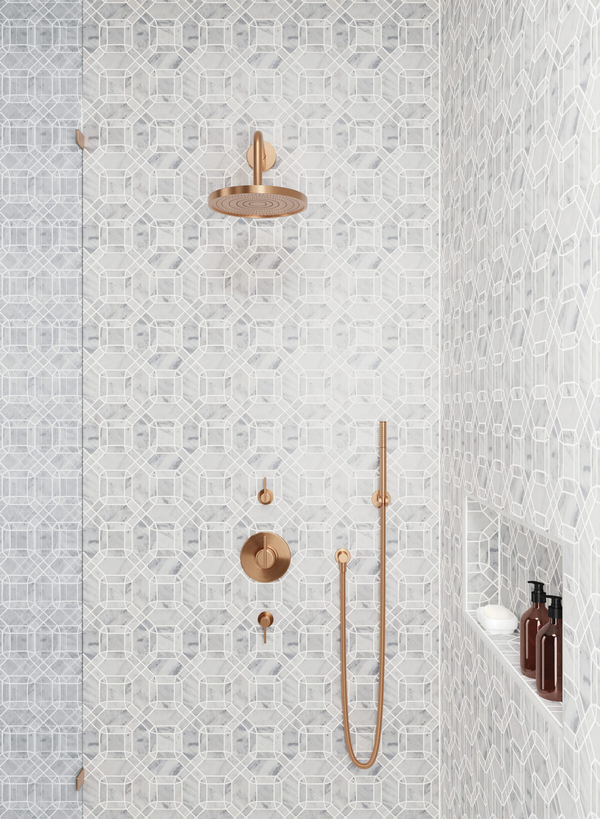 Monet White Carrara Mosaic 1 Honed - Image 3
