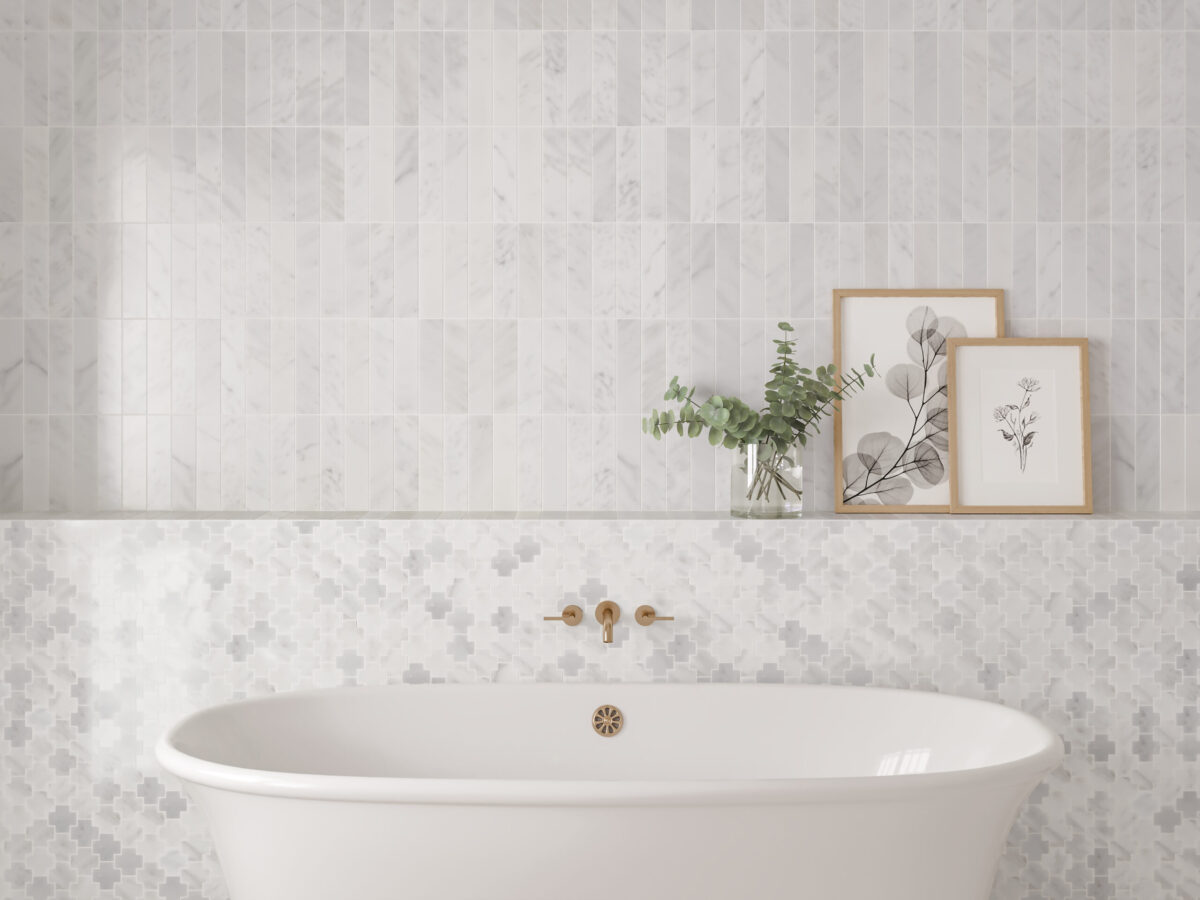 Monet Oriental White Mosaic 4 Honed - Image 2