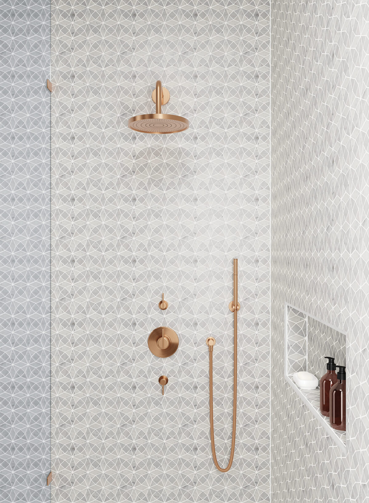 Monet White Carrara Mosaic 5 Honed - Image 3