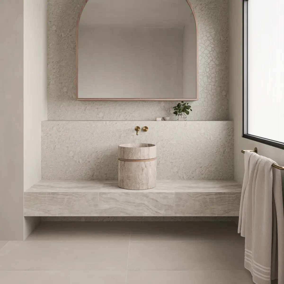 Thaddeus 4" x 4" Matte Porcelain Mosaic Tile in Taupe - Image 3