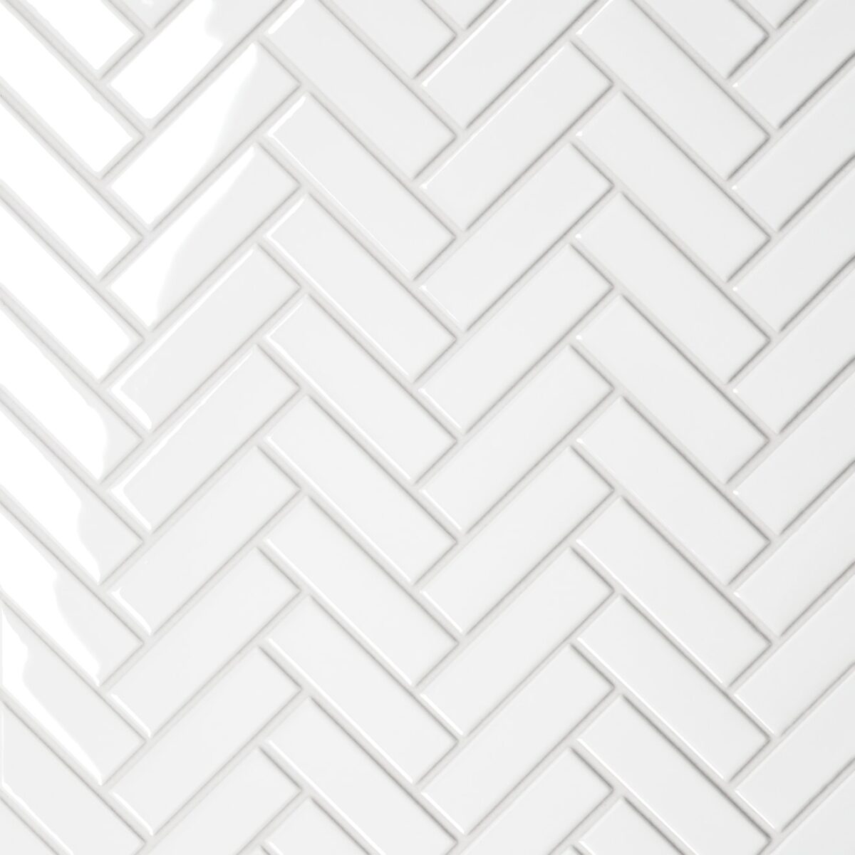 Le Cafe- 1x3 Herringbone Mosaic White Gloss