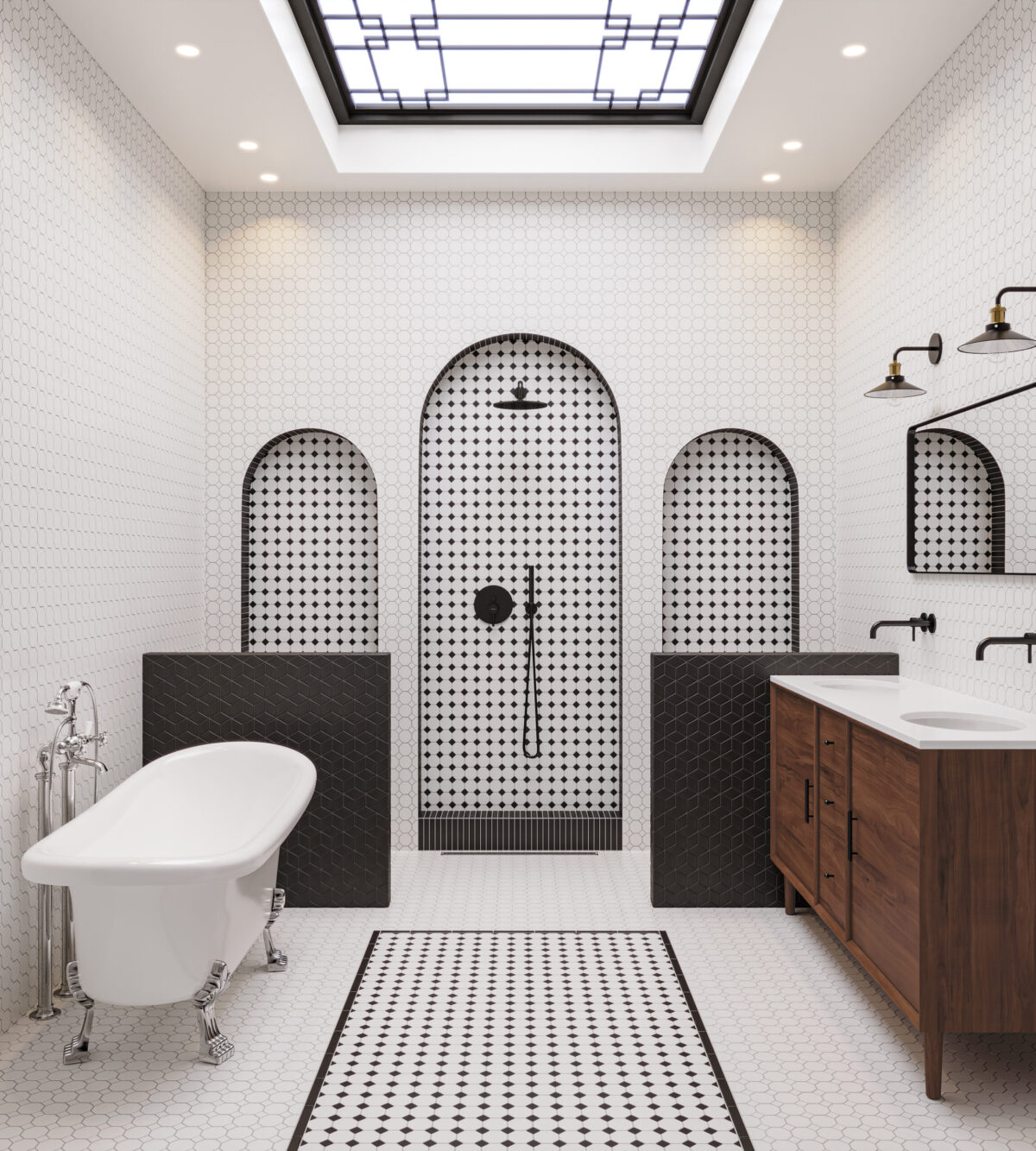 Le Cafe -Octagon Mosaic White/Black Matte - Image 2