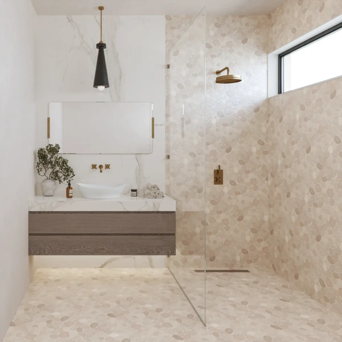 Waterbrook Jumbo Sliced Pebble Mosaic in Golden - Image 3