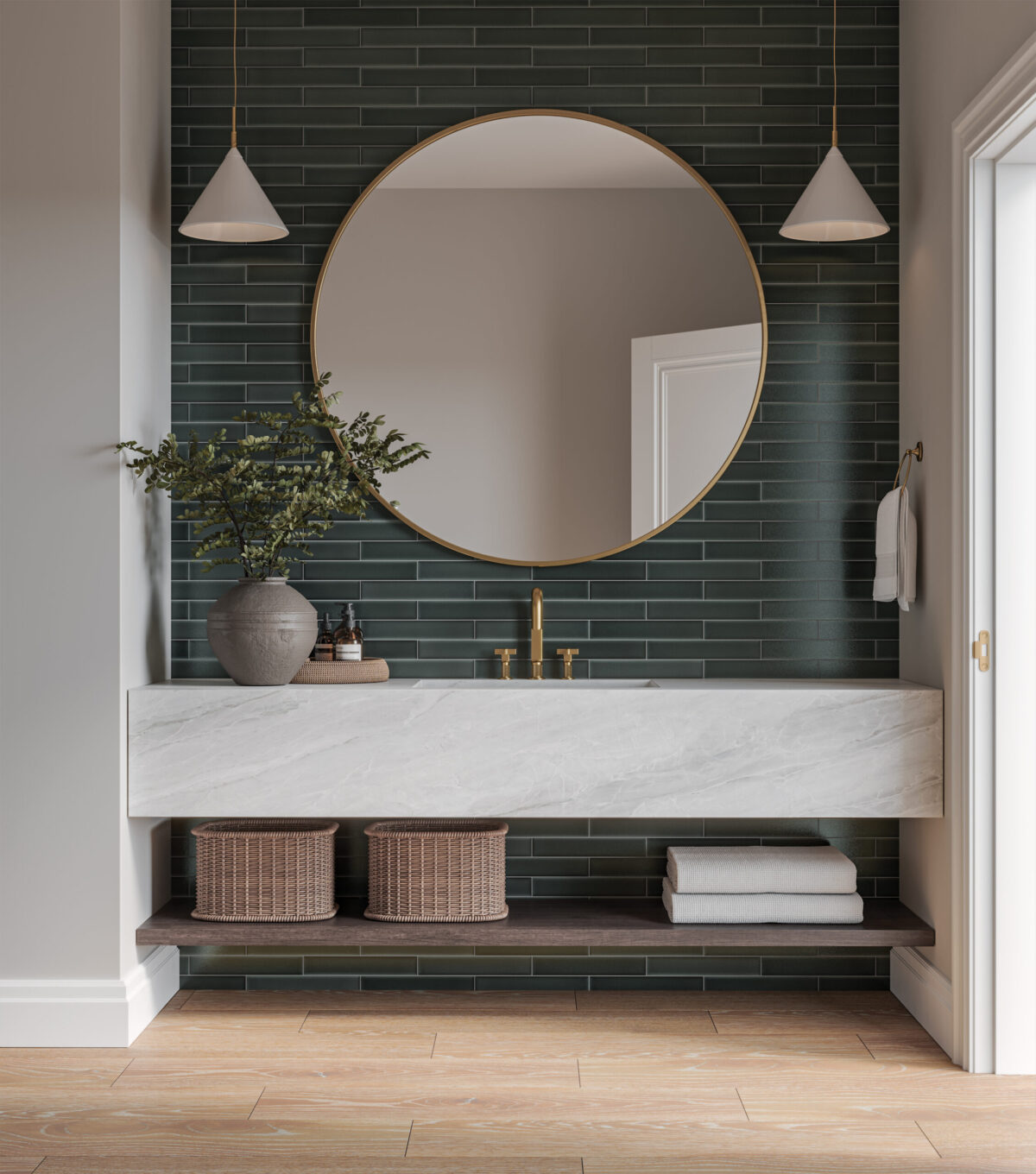 Kaikos 2x12 Glass Field Tile Matte Dark Green - Image 2