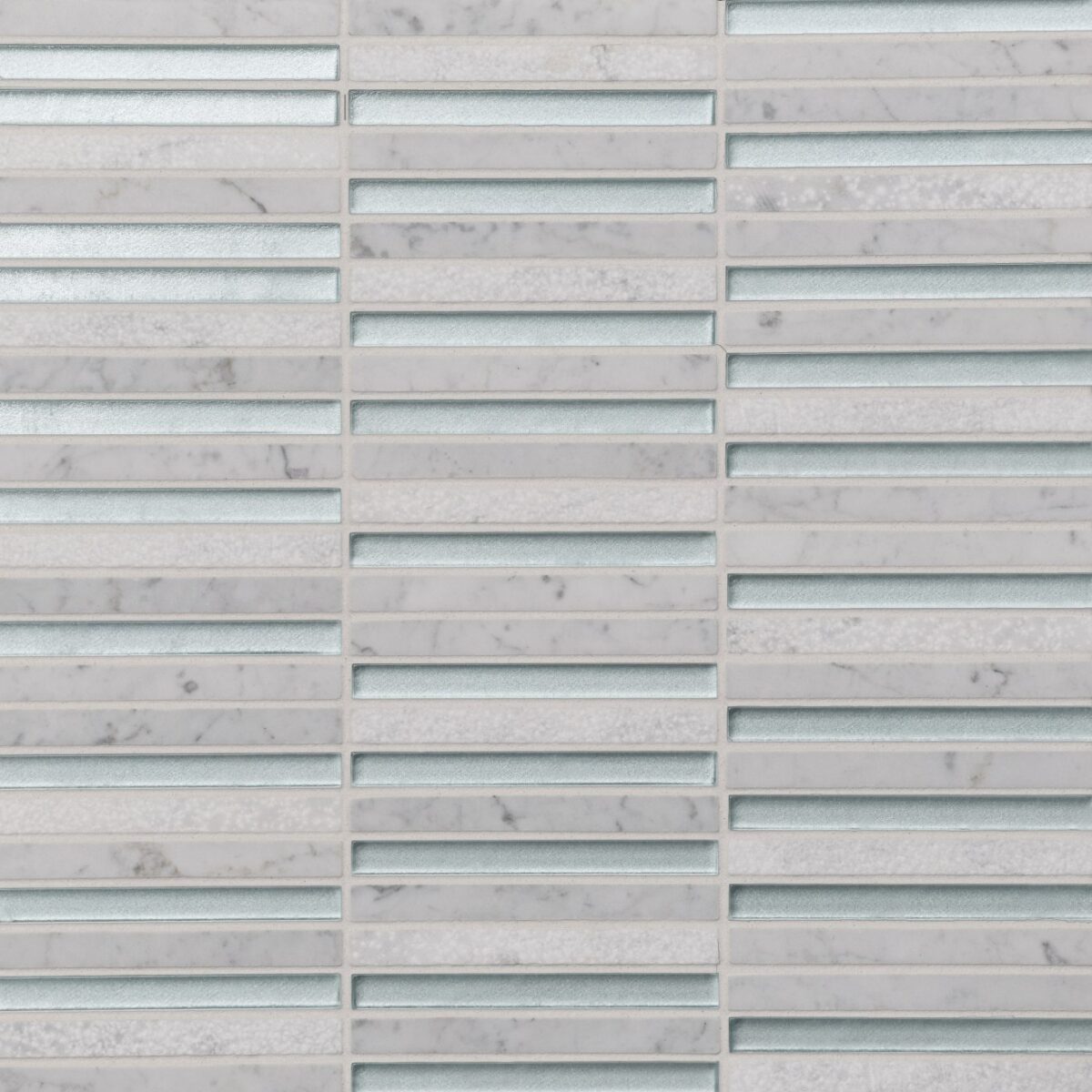 Kaikos 3/8x4 Stacked Gls/Stn Mosaic Blue & White Carrara