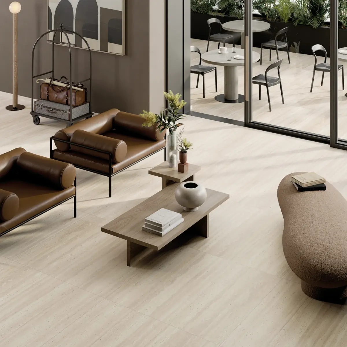 Sensi Roma 48" x 48" Satin Porcelain Field Tile in Ivory - Image 3