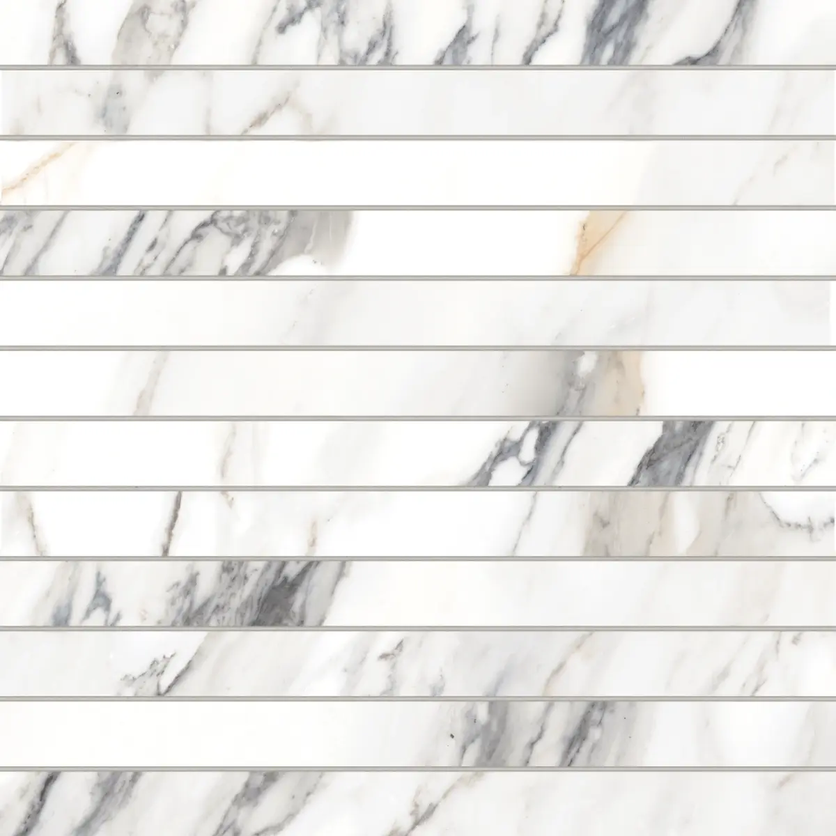 Prati 1" x 12" Honed Porcelain Mosaic in Calacatta Borghini Warm