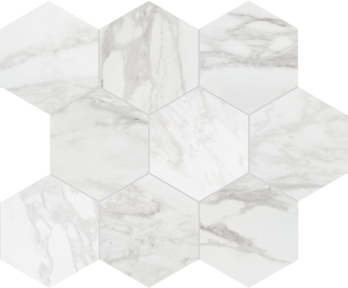 8" x 9" Perpetuo Brilliant White Floor Tile Hexagon Matte - Image 4