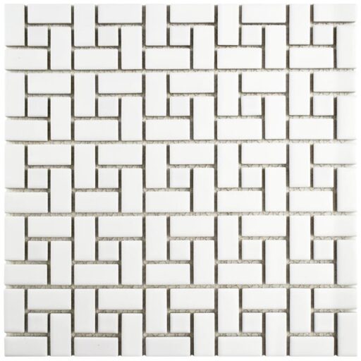 Spiral Matte Wht/Glossy Wht Dot 12-1/2"x12-1/2" Porc Mos