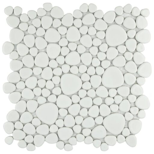 Pebble White 11"x11" Porcelain Mos