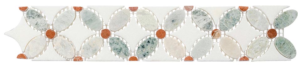 Ming green(oval)+Red(dots)+Thassos white(base) Flower