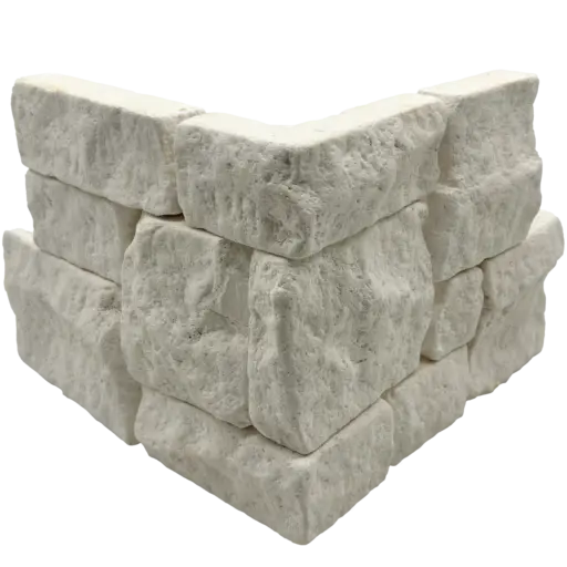 Tumbled Ledger 8" x 18" Limestone Corner-Wired Mesh in Light Beige