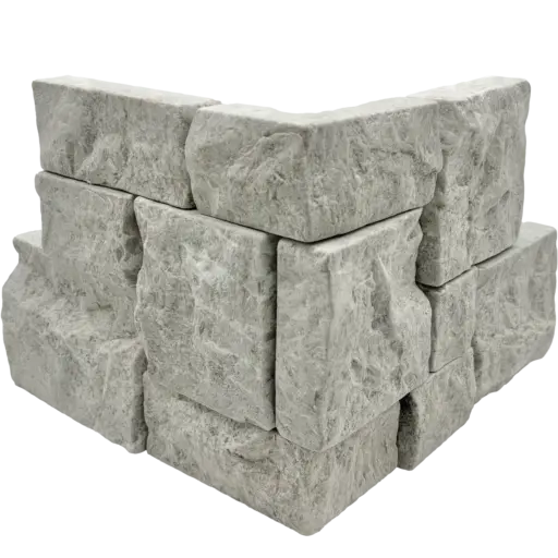 Tumbled Ledger 8" x 18" Marble Corner-Wired Mesh in Taupe