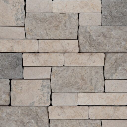 Tumbled Ledger 8" x 22" Limestone Wired Mesh in Mixed Beige & Grey