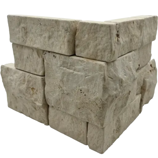 Tumbled Ledger 8" x 18" Limestone Corner-Wired Mesh in Mixed Beige & Grey