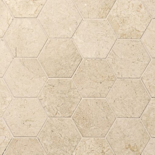 Crema Marfil 3" Hexagon Honed Marble Mosaic