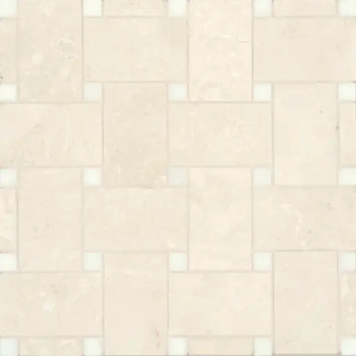 Jumbo Basketweave Honed Marble in Beige Marble with Thassos Dot