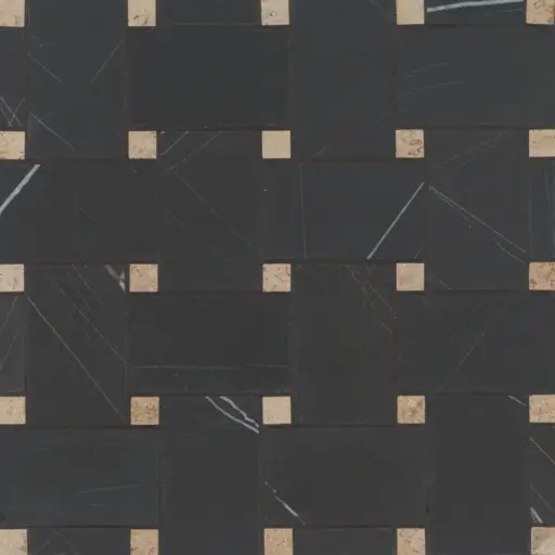 Jumbo Basketweave Honed Marble in Sahara Noir with Beige Dot