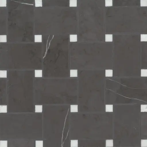 Jumbo Basketweave Honed Marble in Pietra Grey with Thassos Dot