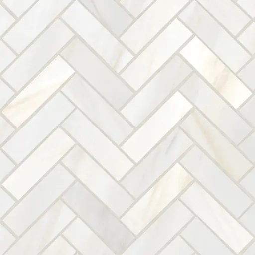 Magnifica 1" x 4" - 8mm Honed Porcelain Herringbone Mosaic in Bianco Lasa