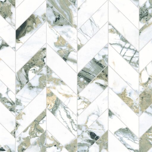 Touche Chevron Jade 11-3/4"x12-1/4" Porcelain F/W Mosaic