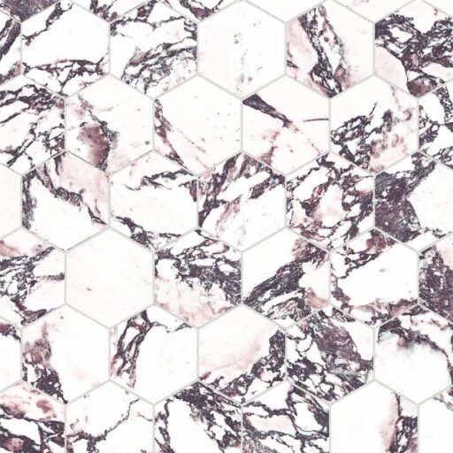 Touche 4" Hex Rubis 11-3/4"x13-5/8" Porcelain F/W Mosaic