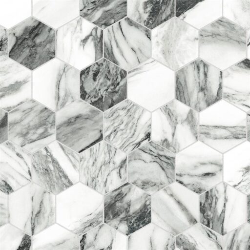 Touche 4" Hex Zebre 11-3/4"x13-5/8" Porcelain F/W Mosaic